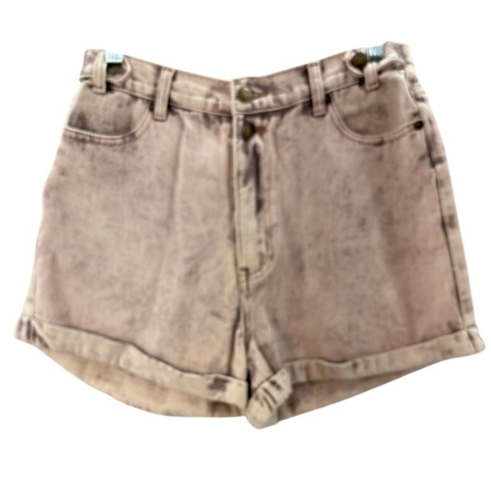 POL Denim Shorts Womens Sz M Mauve Acid Wash High Waist Cuffed